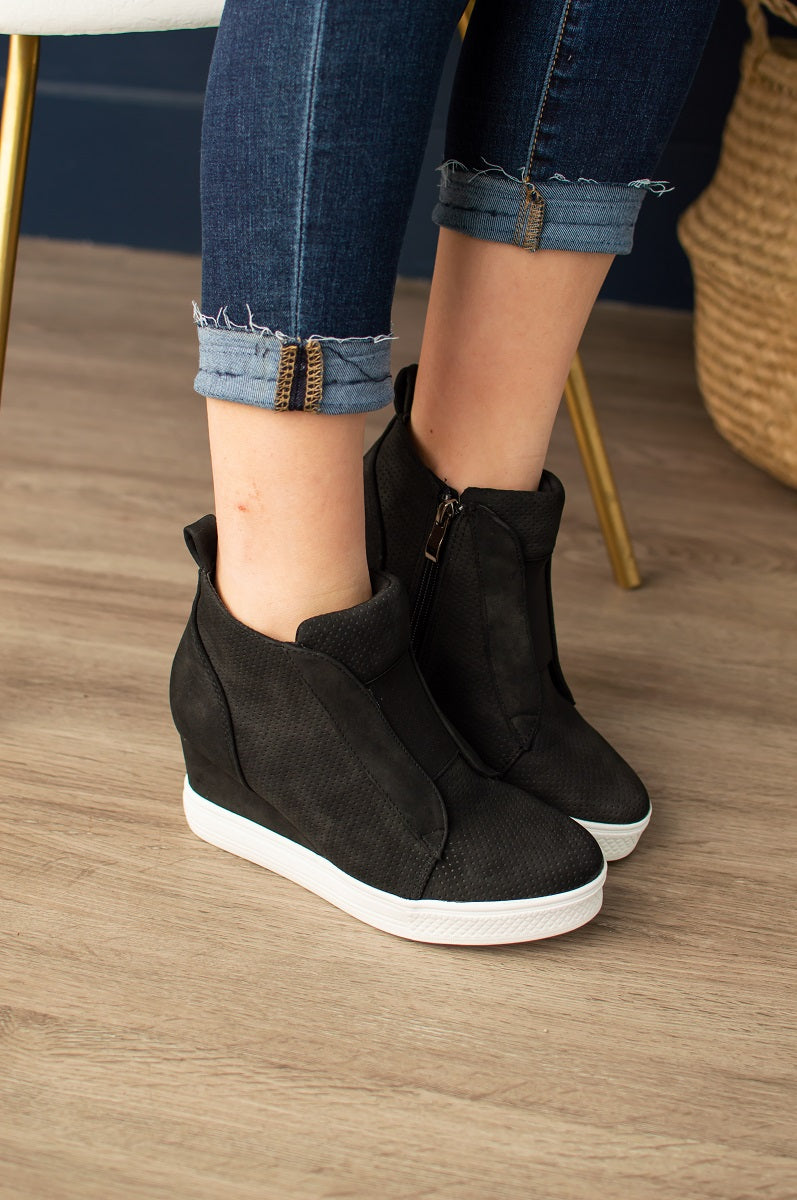 Sneaker heels? | Platform high heel shoes, Black wedge shoes, High heel  sneakers